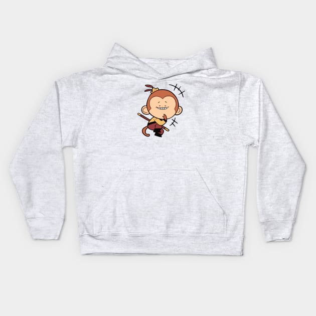 Tiny Mischievous Monkey King Kids Hoodie by 	 FatharaniYasmin